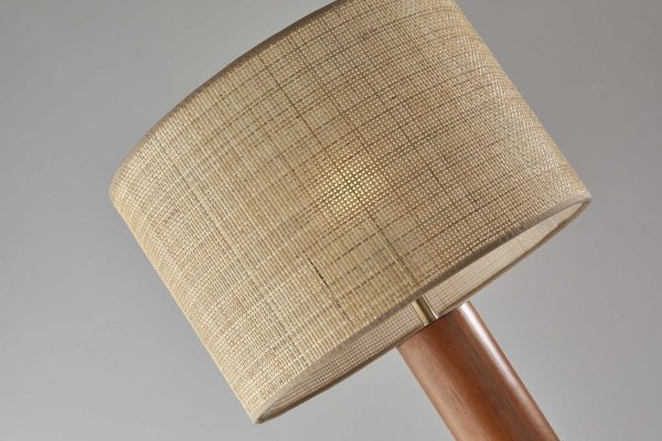 62" Solid Wood Traditional Shaped Floor Lamp With Brown Drum Shade - Image 3