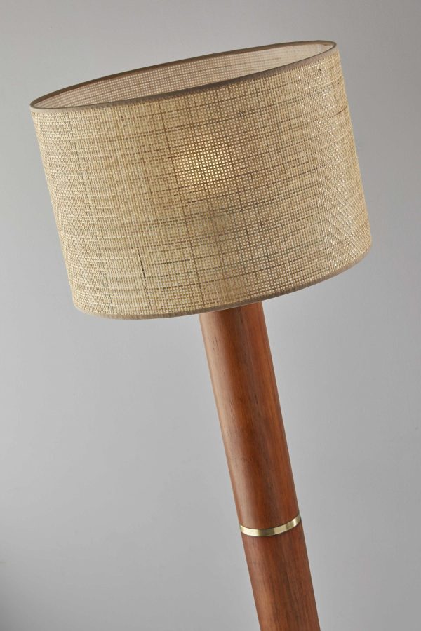 62" Solid Wood Traditional Shaped Floor Lamp With Brown Drum Shade - Image 4