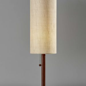 31" Walnut Solid Wood Standard Table Lamp With Beige Shade