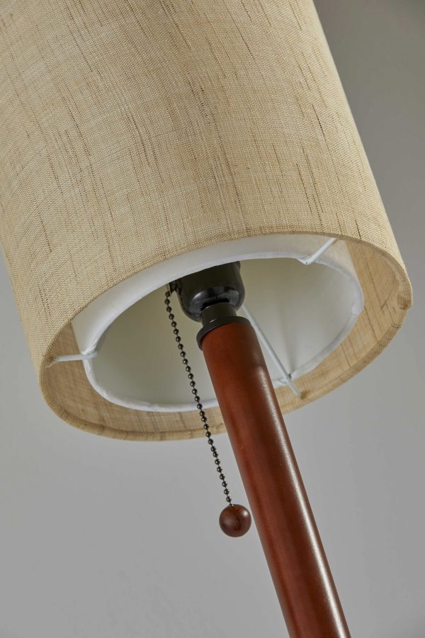31" Walnut Solid Wood Standard Table Lamp With Beige Shade - Image 3