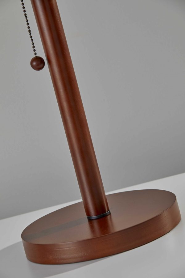 31" Walnut Solid Wood Standard Table Lamp With Beige Shade - Image 4