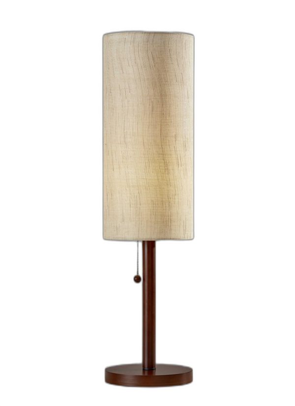 31" Walnut Solid Wood Standard Table Lamp With Beige Shade - Image 5