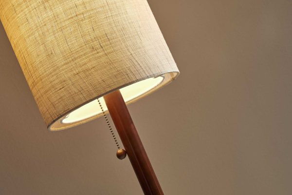 65" Solid Wood Traditional Shaped Floor Lamp With Beige Drum Shade - Image 2