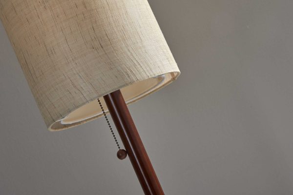 65" Solid Wood Traditional Shaped Floor Lamp With Beige Drum Shade - Image 3