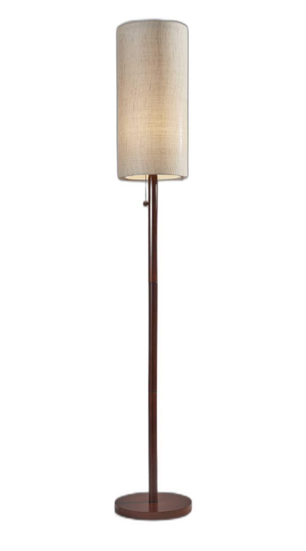 65" Solid Wood Traditional Shaped Floor Lamp With Beige Drum Shade - Image 5