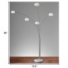 Brushed Steel Adjustable Arc Floor Lamp with Five Lights and White Milk Glass Shades - Image 2