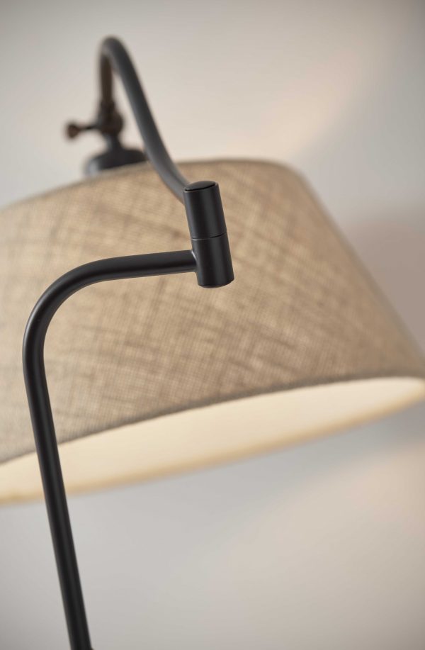 61" Bronze Arched Floor Lamp With Brown Empire Shade - Image 2