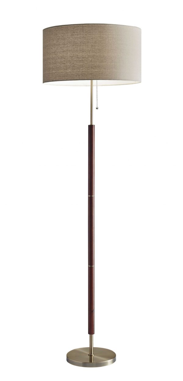 66" Traditional Shaped Floor Lamp With Brown Drum Shade - Image 4