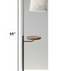 Antique Brass And Black Metal Floor Lamp With USB Charging Station Wood Shelf - Image 2