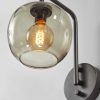 Smoked Glass Globe Shade with Vintage Edison Bulb and Matte Black Metal Wall Lamp - Image 2