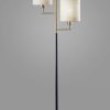 70" Brass Two Light Novelty Floor Lamp With White Drum Shade