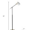 65" Gold Task Floor Lamp With White Bowl Shade