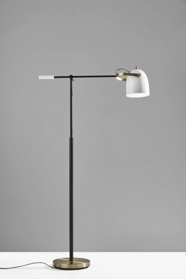 65" Gold Task Floor Lamp With White Bowl Shade - Image 2
