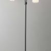 69" Black Three Light Tree Floor Lamp With White Bowl Shade - Image 2