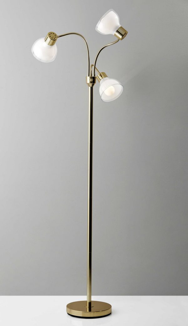 69" Gold Three Light Tree Floor Lamp With Clear Bowl Shade - Image 2