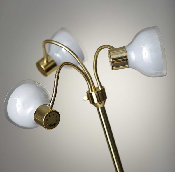 69" Gold Three Light Tree Floor Lamp With Clear Bowl Shade - Image 3