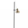 Retro Floor Lamp with Matte Black Pole and Adjustable Jumbo Antique Brass Metal Shade - Image 3
