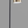 Retro Floor Lamp with Matte Black Pole and Adjustable Jumbo Antique Brass Metal Shade - Image 4