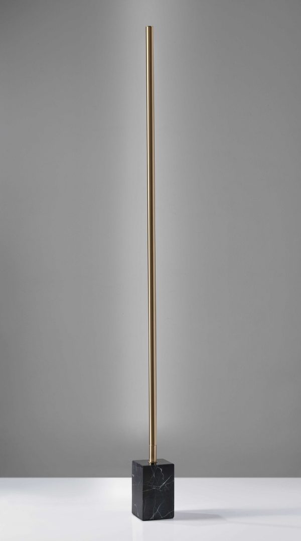 Minimalist Ambient Glow LED Floor Lamp with Dimmer in Antique Brass and Black Marble - Image 2