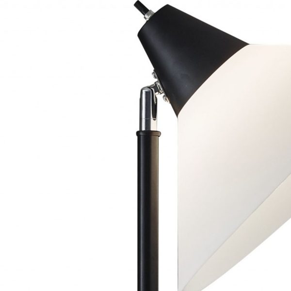 Elemental Black Metal Torchiere with White Cone Shade - Image 4