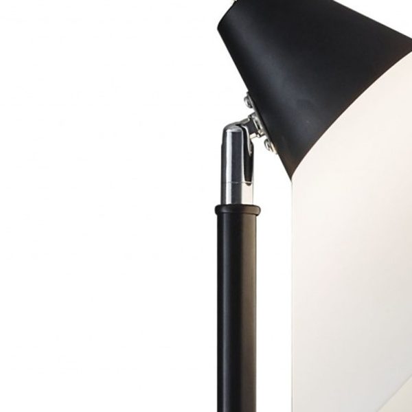 Elemental Black Metal Torchiere with White Cone Shade - Image 5