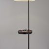 64" Black Tray Table Floor Lamp With Beige Drum Shade