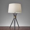 Black Metal Tripod Leg with Antique Brass Accent Table Lamp - Image 2