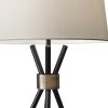 Black Metal Tripod Leg with Antique Brass Accent Table Lamp - Image 4