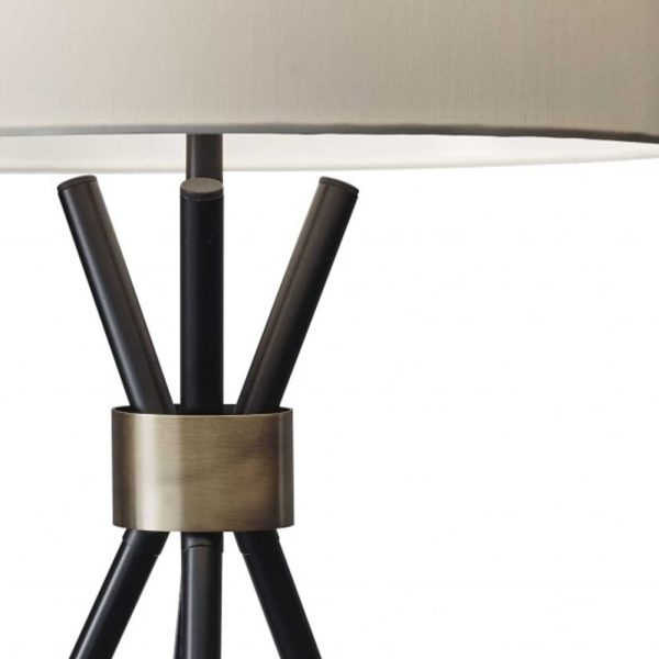 Black Metal Tripod Leg with Antique Brass Accent Table Lamp - Image 5