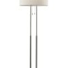 Dual Pole Floor Lamp in Brushed Steel Metal
