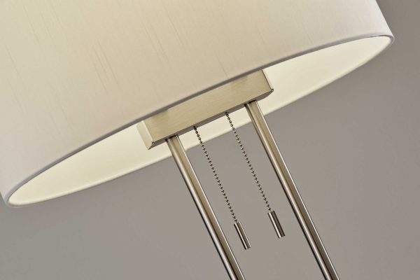 Dual Pole Floor Lamp in Brushed Steel Metal - Image 3