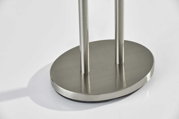 Dual Pole Floor Lamp in Brushed Steel Metal - Image 4