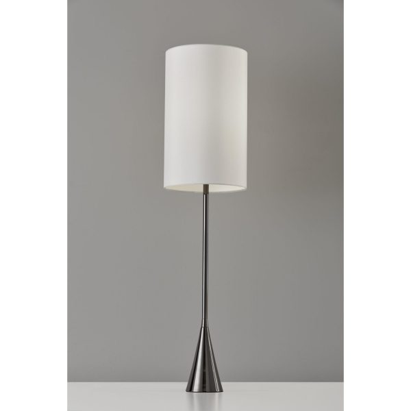 Black Nickel Finish Metal Tall White Shade Table Lamp - Image 3