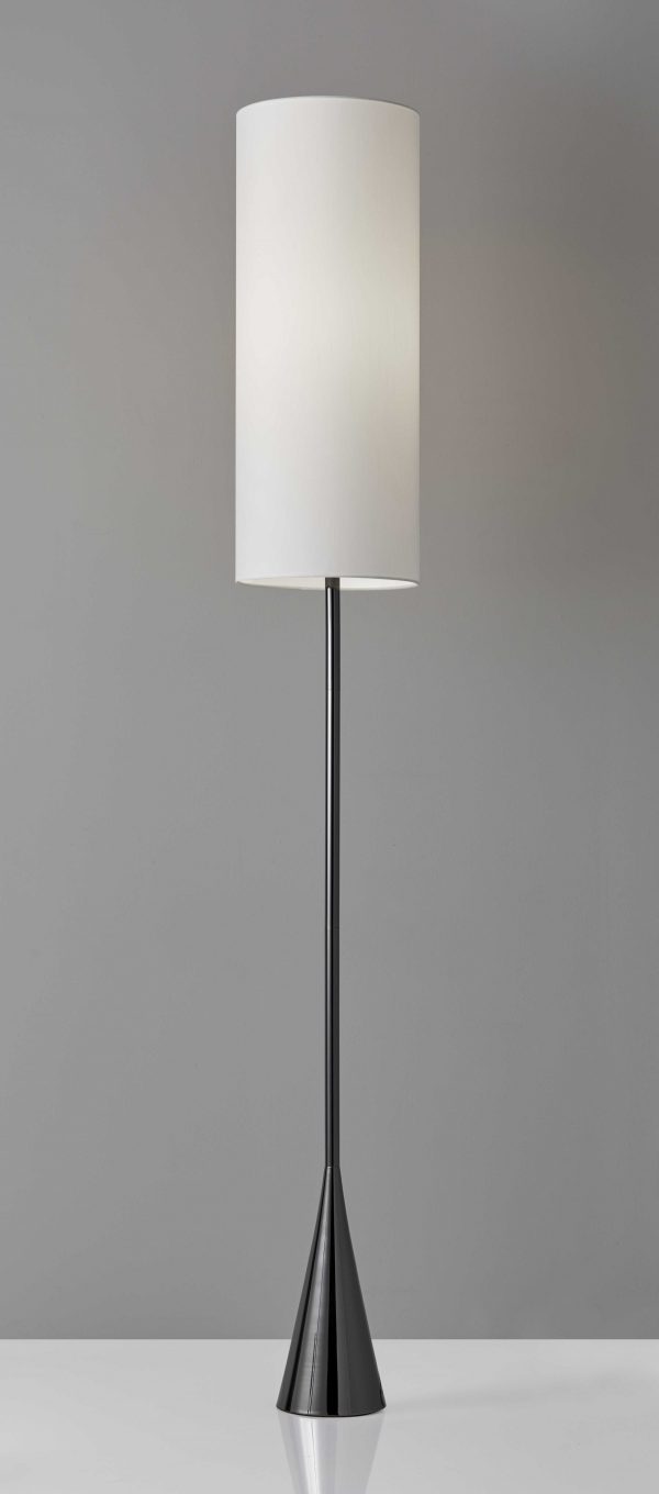 Dramatic Floor Lamp Bell Shaped Base in Black Nickel Finish Metal - Image 2