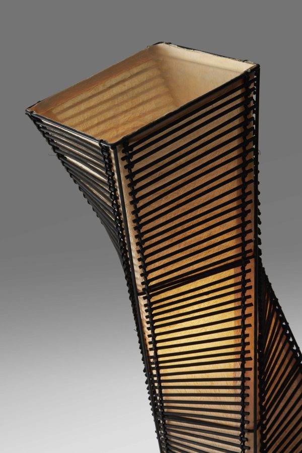 50" Black Two Light Novelty Floor Lamp With Beige Novelty Shade - Image 2