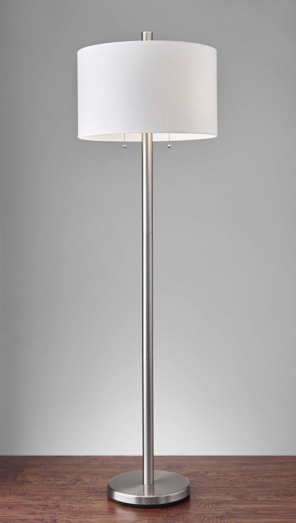 61" Two Light Traditional Shaped Floor Lamp With White Drum Shade - Image 2