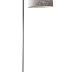 58" Swing Arm Floor Lamp With Gray Drum Shade