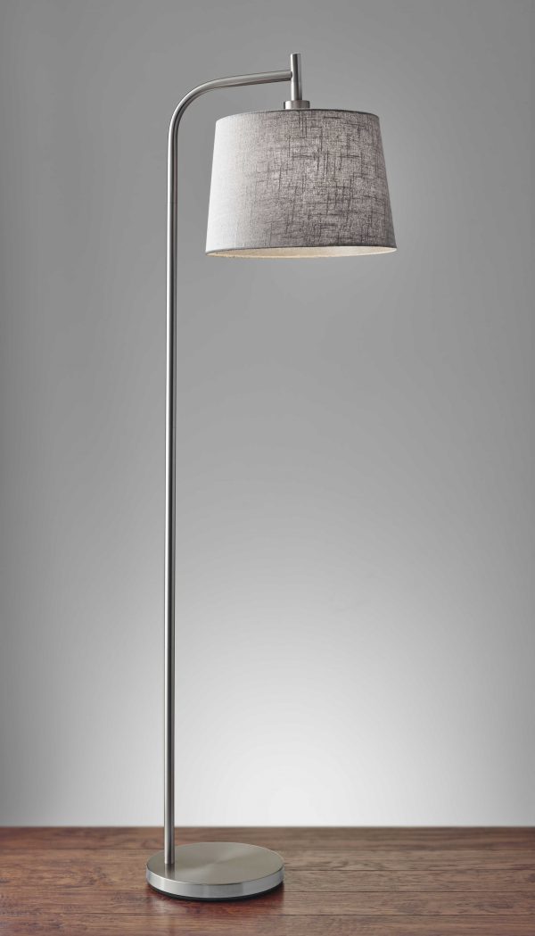 58" Swing Arm Floor Lamp With Gray Drum Shade - Image 2