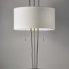 Stylish Triple Pole Brushed Steel Metal Table Lamp - Image 2