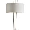 Stylish Triple Pole Brushed Steel Metal Table Lamp - Image 3