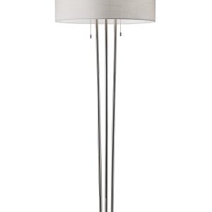71" Two Light Traditional Shaped Floor Lamp With White Drum Shade