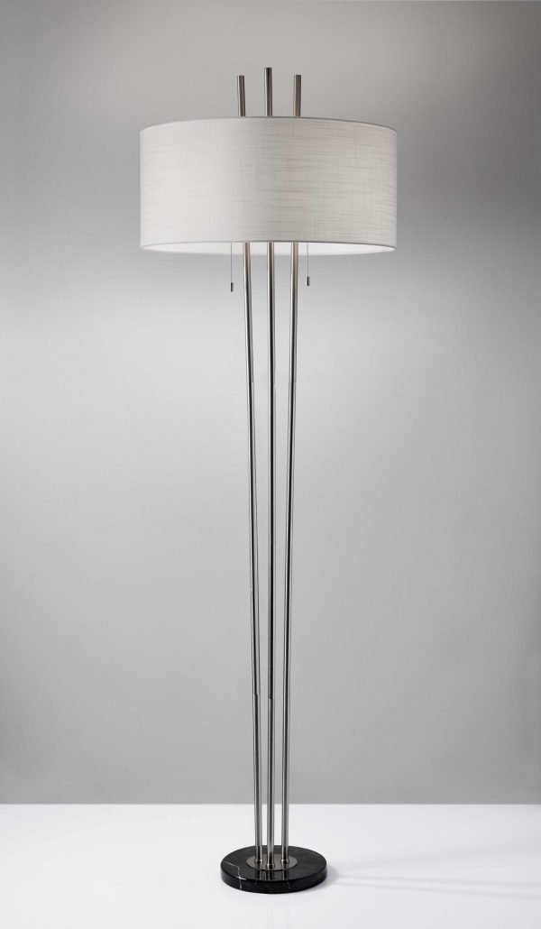 71" Two Light Traditional Shaped Floor Lamp With White Drum Shade - Image 2
