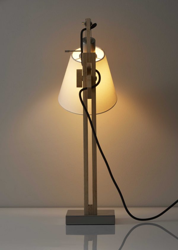 Rustic Hinged Natural Wood Table Lamp - Image 3