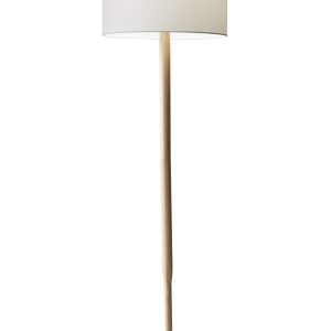59" Solid Wood Traditional Shaped Floor Lamp With White Drum Shade