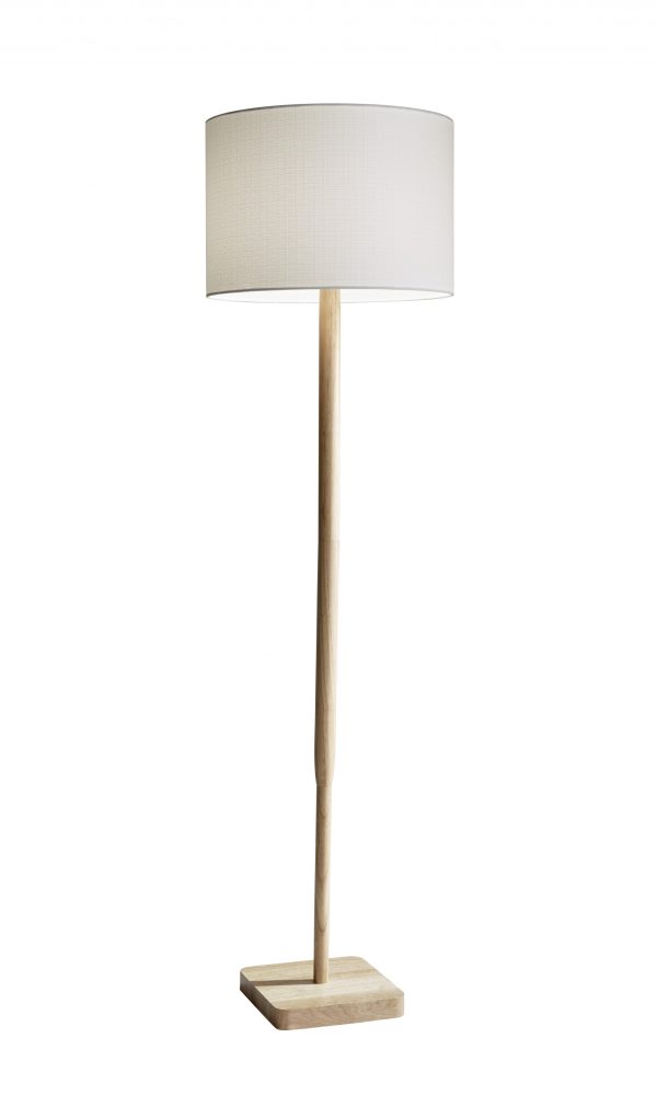 59" Solid Wood Traditional Shaped Floor Lamp With White Drum Shade - Image 4