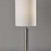 Brushed Steel Metal Stout Pole with Tall Silk Shade Table Lamp