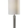Brushed Steel Metal Stout Pole with Tall Silk Shade Table Lamp - Image 2