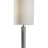 Brushed Steel Metal Stout Pole with Tall Silk Shade Table Lamp - Image 3