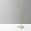 Reading Nook Floor Lamp Antique Brass Arc Arm Adjustable Off White Fabric Shade - Image 4