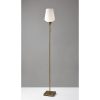 Brass Metal Floor Lamp with White Opal Wine Glass Shade - Image 2